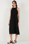 Lela Regular Fit Halter Yaka Midi Boy Kadın Elbise 67810049 SİYAH