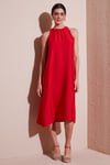 Lela Regular Fit Halter Yaka Midi Boy Kadın Elbise 67810049 NAR ÇİÇEĞİ