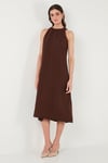 Lela Regular Fit Halter Yaka Midi Boy Kadın Elbise 67810049 KAHVE