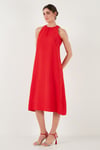 Lela Regular Fit Halter Yaka Midi Boy Kadın Elbise 67810049 NAR ÇİÇEĞİ