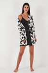 Lela Regular Fit İp Askılı Sabahlıklı Mini Gecelik Bayan Pijama Takımı 65730202 SİYAH