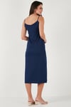 Lela Regular Fit İp Askılı Yırtmaç Detaylı Midi Bayan Elbise 5866128 LACİVERT