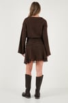 Lela Regular Fit Kayık Yaka Dantel Detaylı Mini Boy Triko Bayan Elbise 59135527 KAHVE