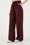 Lela Regular Fit Kemer Detaylı Fermuarlı Geniş Paçalı Bayan Takım 6928879 BORDO