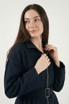 Lela Regular Fit Kemer Detaylı Fermuarlı Geniş Paçalı Bayan Takım 6928879 LACİVERT