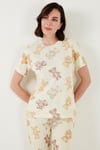 Lela Regular Fit Kısa Kollu Kadın Pijama Takımı 65740104 BEJ
