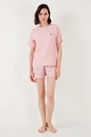 Lela Regular Fit Kısa Kollu Şortlu Bayan Pijama Takımı 65740103 PEMBE