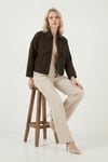 Lela Regular Fit Klasik Yaka Astarlı Cep Detaylı Bayan Ceket 6927670 Acı Kahve