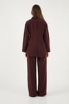 Lela Regular Fit Klasik Yaka Belden Oturan Gömlek Bayan Takım 6928872 MÜRDÜM