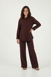 Lela Regular Fit Klasik Yaka Belden Oturan Gömlek Bayan Takım 6928872 MÜRDÜM