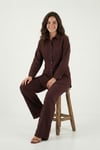 Lela Regular Fit Klasik Yaka Belden Oturan Gömlek Bayan Takım 6928872 MÜRDÜM
