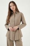 Lela Regular Fit Klasik Yaka Belden Oturan Gömlek Bayan Takım 6928872 HAKİ