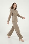 Lela Regular Fit Klasik Yaka Belden Oturan Gömlek Bayan Takım 6928872 HAKİ