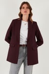 Lela Regular Fit Klasik Yaka Desenli Astar Detaylı Blazer Bayan Ceket 6839227 MÜRDÜM