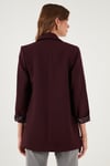 Lela Regular Fit Klasik Yaka Desenli Astar Detaylı Blazer Bayan Ceket 6839227 MÜRDÜM