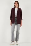 Lela Regular Fit Klasik Yaka Desenli Astar Detaylı Blazer Bayan Ceket 6839227 MÜRDÜM