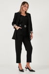 Lela Regular Fit Klasik Yaka Desenli Astar Detaylı Blazer Bayan Ceket 6839227 SİYAH