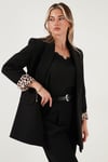 Lela Regular Fit Klasik Yaka Desenli Astar Detaylı Blazer Bayan Ceket 6839227 SİYAH