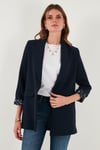 Lela Regular Fit Klasik Yaka Desenli Astar Detaylı Blazer Bayan Ceket 6839227 LACİVERT