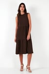 Lela Regular Fit Kolsuz Midi Bayan Elbise 5869008 KAHVE