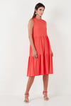 Lela Regular Fit Kolsuz Midi Bayan Elbise 5865658 KOYU ORANJ
