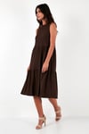 Lela Regular Fit Kolsuz Midi Bayan Elbise 5869008 KAHVE