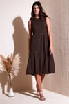Lela Regular Fit Kolsuz Midi Bayan Elbise 5869008 KAHVE
