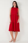 Lela Regular Fit Kolsuz Midi Kadın Elbise 5869008 KIRMIZI