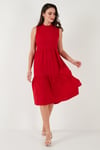 Lela Regular Fit Kolsuz Midi Kadın Elbise 5869008 KIRMIZI