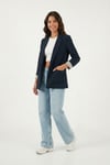 Lela Regular Fit Kruvaze Yaka Desenli Astarlı Bayan Ceket 6927624 LACİVERT