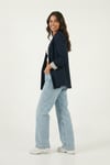 Lela Regular Fit Kruvaze Yaka Desenli Astarlı Bayan Ceket 6927624 LACİVERT