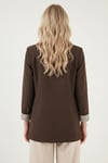 Lela Regular Fit Kruvaze Yaka Desenli Astarlı Bayan Ceket 6927624 KAHVE