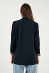 Lela Regular Fit Kruvaze Yaka Desenli Astarlı Bayan Ceket 6927624 LACİVERT