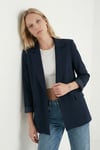 Lela Regular Fit Kruvaze Yaka Desenli Astar Detaylı Kadın Ceket 6927560 LACİVERT