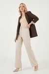 Lela Regular Fit Kruvaze Yaka Desenli Astarlı Bayan Ceket 6927624 KAHVE