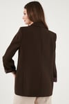 Lela Regular Fit Kruvaze Yaka Desenli Astar Detaylı Kadın Ceket 6927560 KAHVE