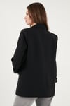 Lela Regular Fit Kruvaze Yaka Desenli Astar Detaylı Kadın Ceket 6927560 SİYAH