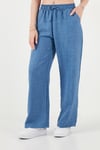 Lela Regular Fit Kruvaze Yaka Düğme Detaylı Crop Bayan Takım 5866446 MAVİ