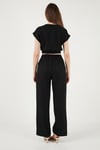 Lela Regular Fit Kruvaze Yaka Düğme Detaylı Crop Bayan Takım 5866446 SİYAH