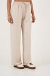 Lela Regular Fit Kruvaze Yaka Düğme Detaylı Crop Kadın Takım 5866446 TAŞ