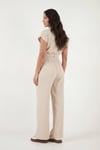 Lela Regular Fit Kruvaze Yaka Düğme Detaylı Crop Kadın Takım 5866446 TAŞ