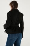 Lela Regular Fit Kruvaze Yaka Kuşaklı Süet Dokulu Bayan Ceket 6839640 SİYAH