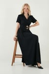 Lela Regular Fit Kruvaze Yaka Tokalı Kemer Detaylı Bayan Elbise 6922332 SİYAH