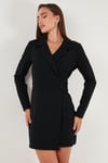 Lela Regular Fit Mono Yaka Mini Boy Uzun Kollu Abiye Bayan Elbise 611EL749 SİYAH