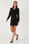 Lela Regular Fit Mono Yaka Mini Boy Uzun Kollu Abiye Bayan Elbise 611EL749 SİYAH