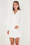 Lela Regular Fit Mono Yaka Mini Boy Uzun Kollu Abiye Bayan Elbise 611EL749 EKRU