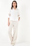 Lela Regular Fit Nakış İşlemeli Bayan Gömlek 611GO0201 EKRU