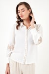 Lela Regular Fit Nakış İşlemeli Bayan Gömlek 611GO0201 EKRU