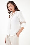 Lela Regular Fit Nakış İşlemeli Bayan Gömlek 611GO0201 EKRU