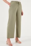 Lela Regular Fit Normal Bel Geniş Paça Kadın Pantolon 5866117 Olive